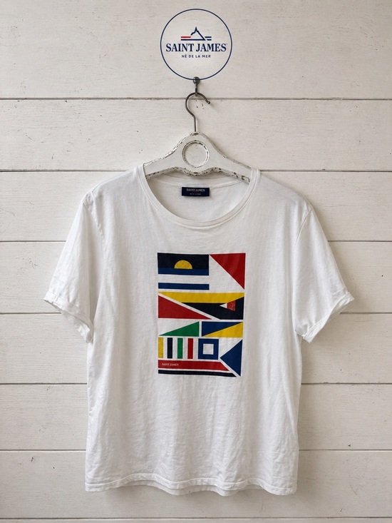 Saint James Tops - SAINT JAMES White Graphic Tee XL